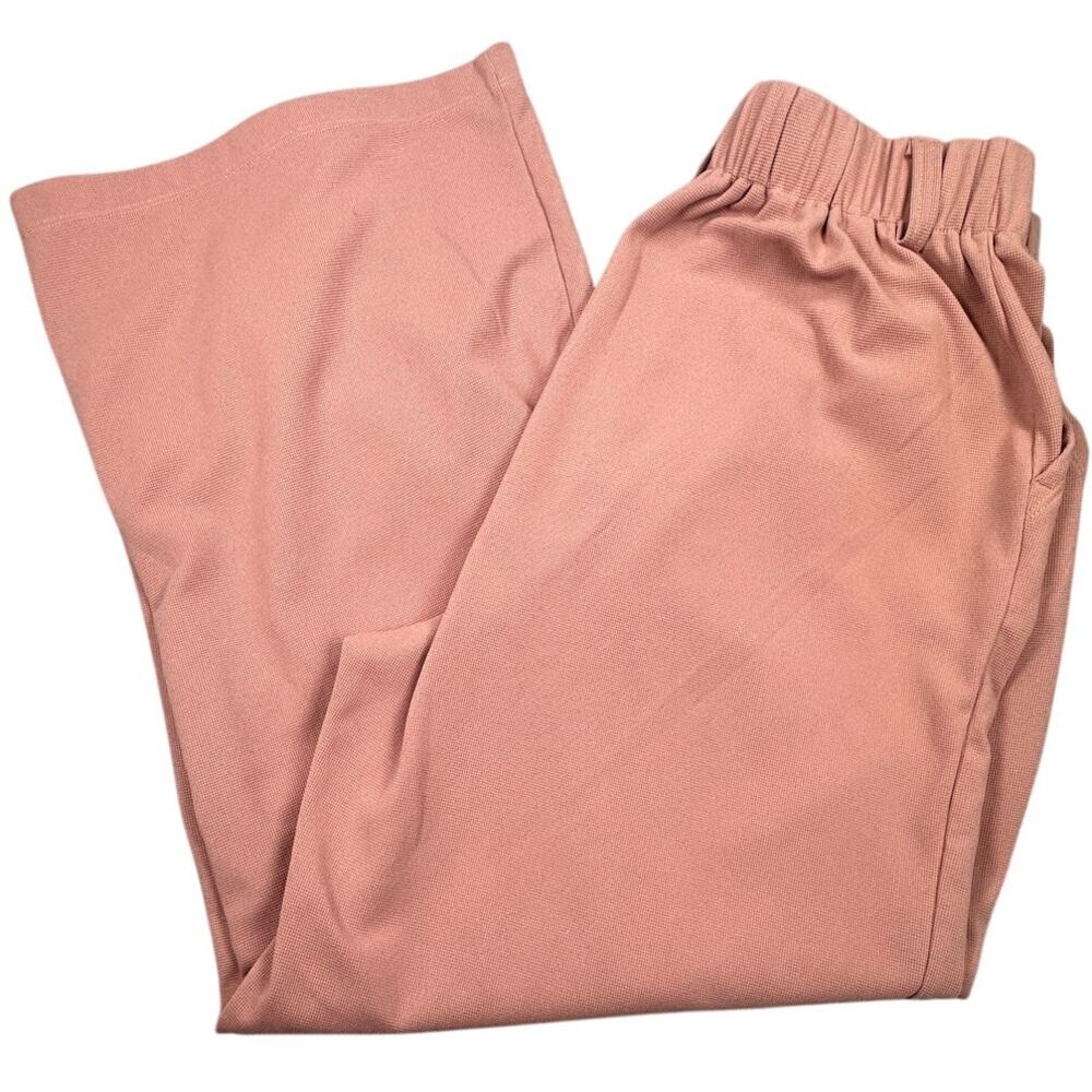 Halara Pleated Wide Leg Pants Waffle Knit Mauve Pink Medium
